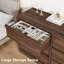 Commode à 6 tiroirs pour chambre à coucher, commode en bois avec design sans poignée, armoire de rangement en bois pour commode pour le salon, entrée, noyer