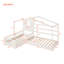 Lit simple en bois avec structure en L, clôture et sommier à lattes pour enfants et invités-1886609919