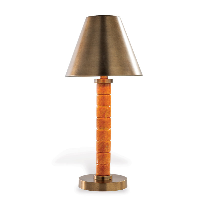 Jade Garden Accent Lamp, Amber/Aged Brass