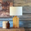 25.5" Wood Table Lamp With Oat Shade