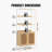 Rattan Bookshelf Ladder Shelf with 2 Doors Rectangle Storage Rack Natural