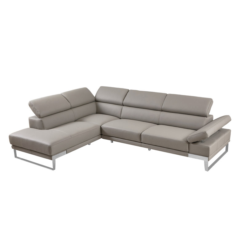 Dakota 2 - Piece Leather Chaise Sectional, Accoudoir à droite (vu de face)