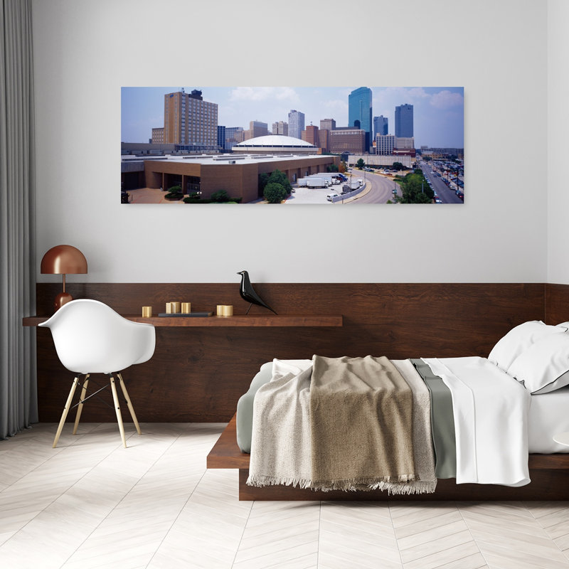 Vue à angle élevé des édifices à bureaux dans une ville, Dallas, Texas, États-Unis, architecture abstraite moderne, art mural