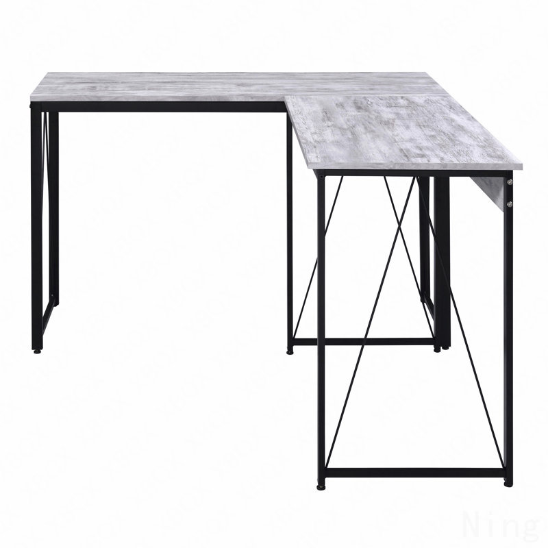 Bureau d'écriture 35,5 ", blanc antique et noir avec base en métal