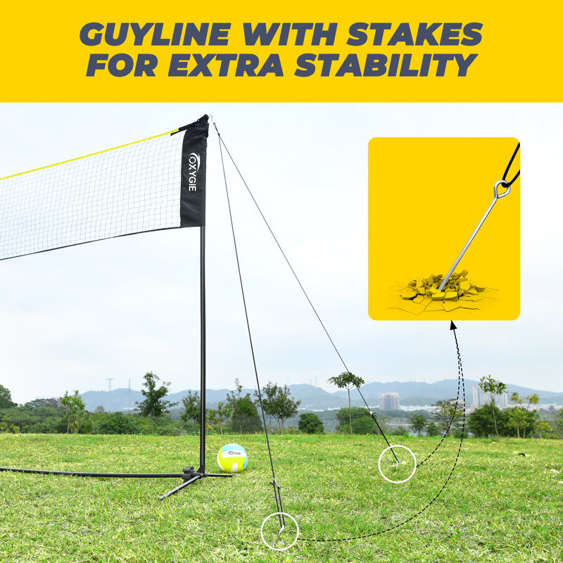 17 ft Portable Height Adjustable Badminton Pickleball Volleyball Net Set
