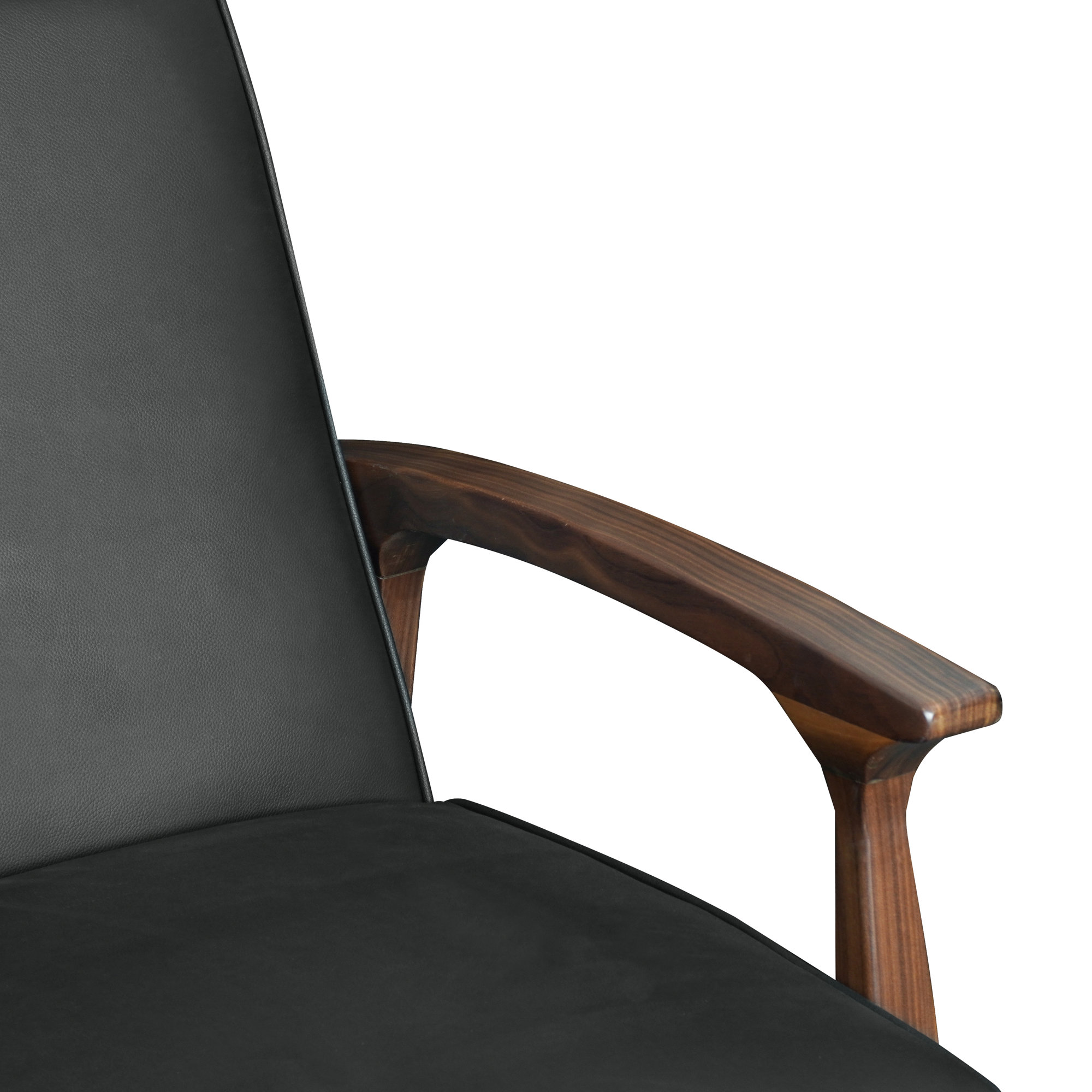 Piedmont Leather Recliner, Black, Walnut Wood