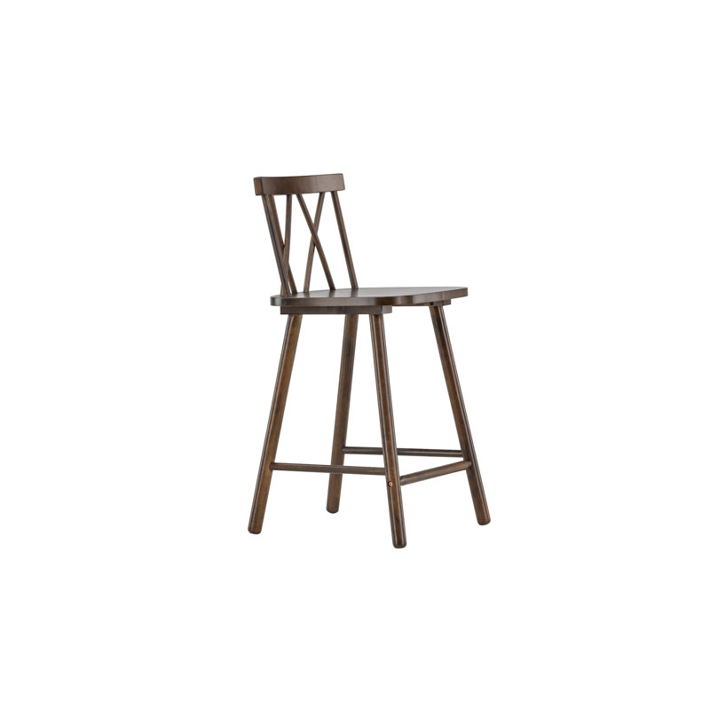 Haven Counter Stool with Solid Wood Frame, Brown