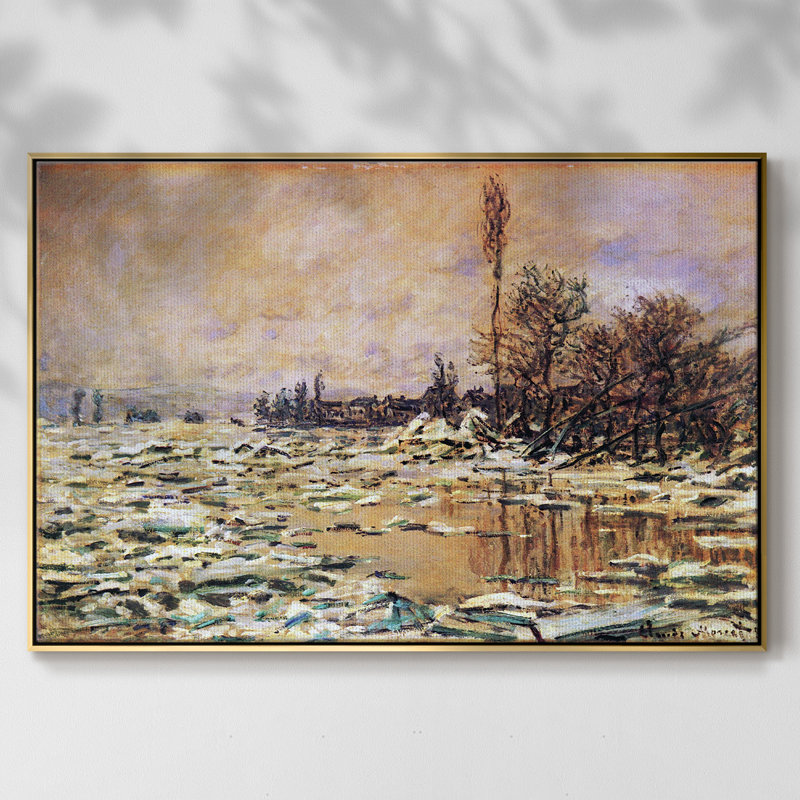 Toile tendue avec châssis Monet - 553MONET, H 25 po x l 37 po x P 2 po, Or
