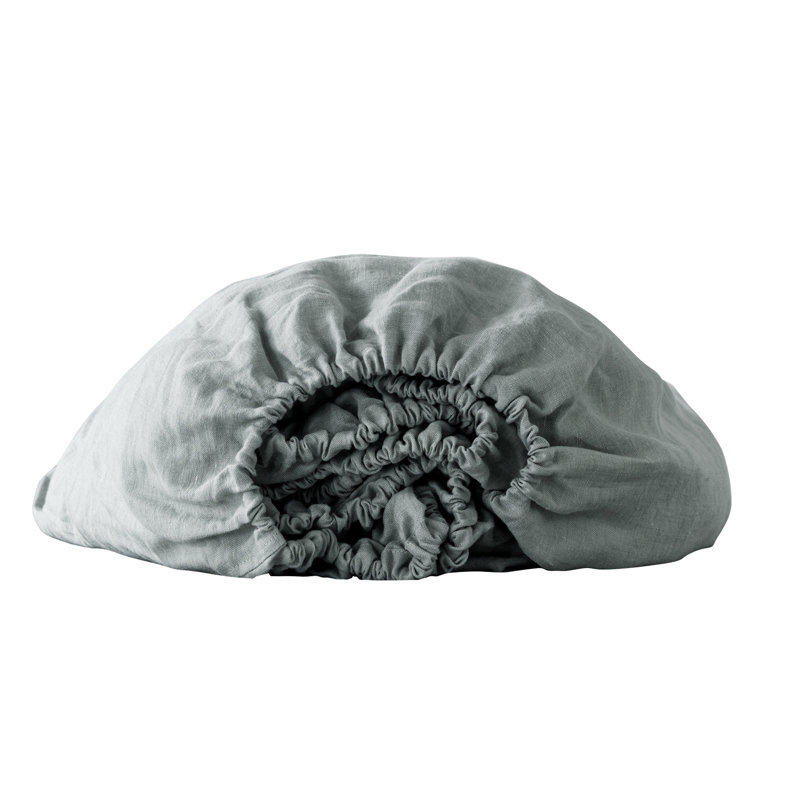 Drap-housse simple en lin bleu