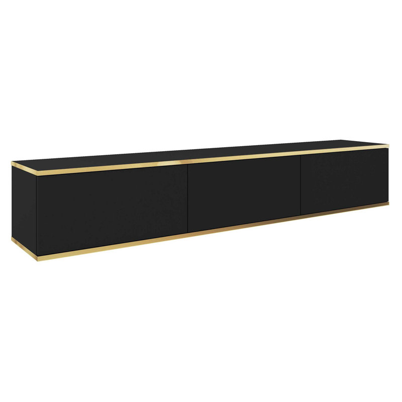 Deakyneville Unfinished TV Stand for TVs up to 75", Black/Gold