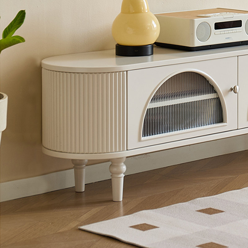 Meuble télé en bois massif avec plusieurs tiroirs, H 18,9 po x L 94,48 po x l 13,78 po