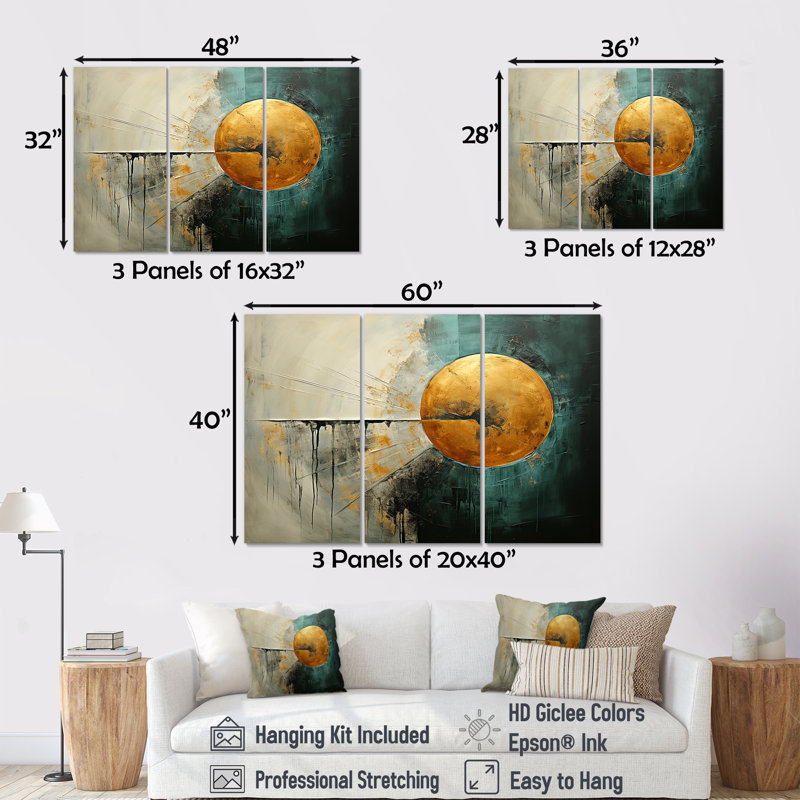 Jade Juncture Moon Tranquility - lune, ensemble d'art sur toile, Toile tendue, H 32 po x l 48 po x P 1 po