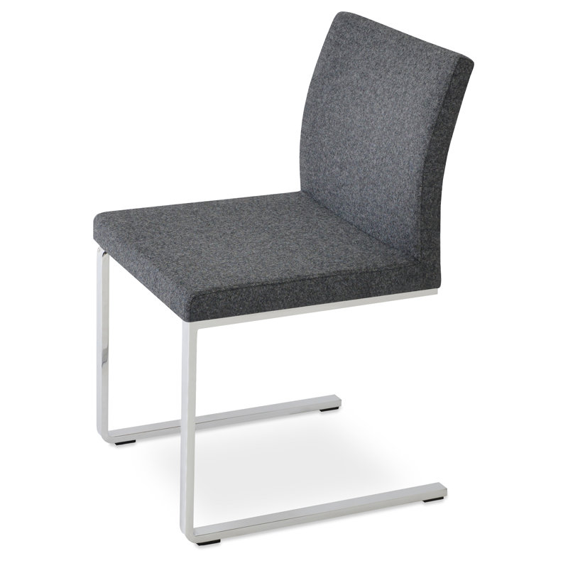 Aria Flat Side Chair, Dark Gray Wool