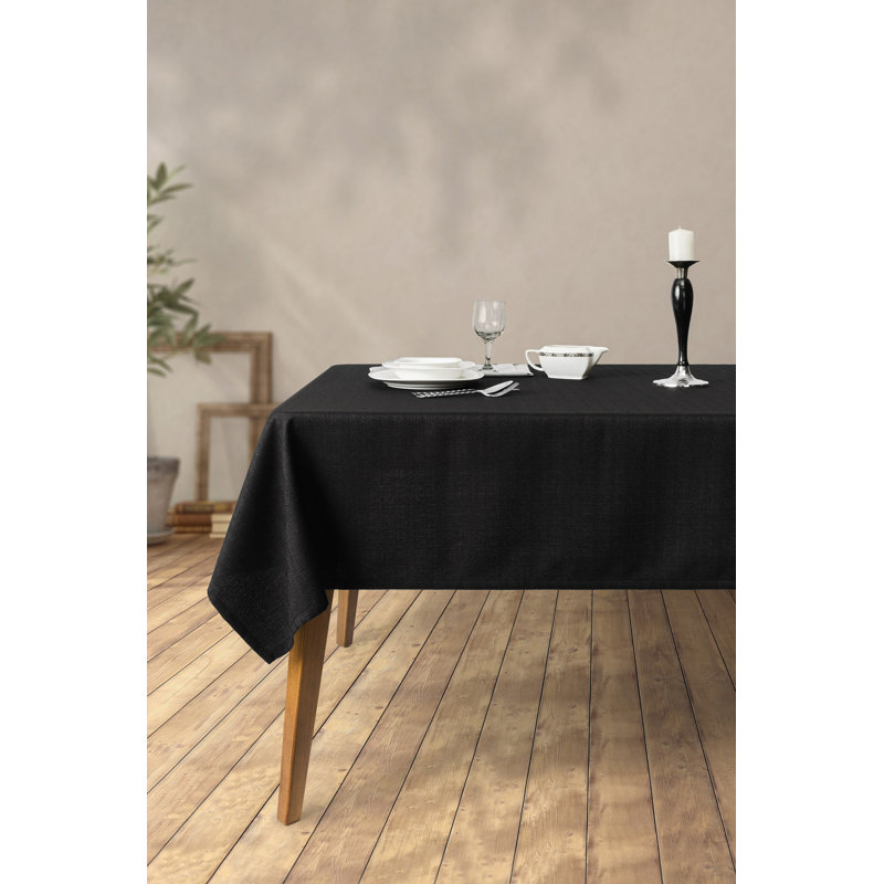 Chon Black Tablecloth, 59.1 x 118.1 inches | 100% Polyester, Machine Washable at 86°F | No Ironing Needed, Easy Clean | Perfect for Dining, Parties & Events, Durable & Elegant Design