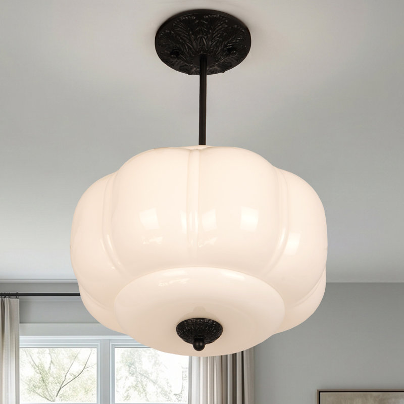 Luminaire suspendu en verre blanc 3 lumières