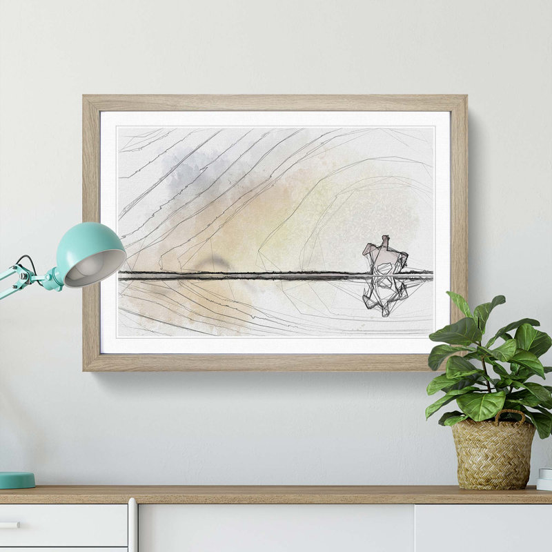 Horse Riding in the Sunlight in Abstract - Picture Frame Graphic Art Print, 27cm H x 36cm W x 2cm D, Oak Framed