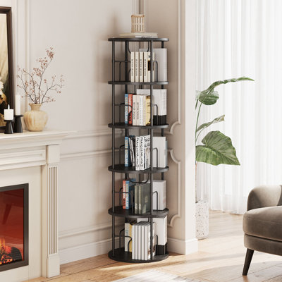 360° Rotating Bookcase, Storage And Display Spinning Corner Bookshelf For Home Office And Living Room