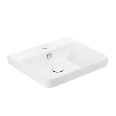 WS Bath Collections 18.1'' Ceramic Rectangular Drop-in Bathroom Sink with Overflow