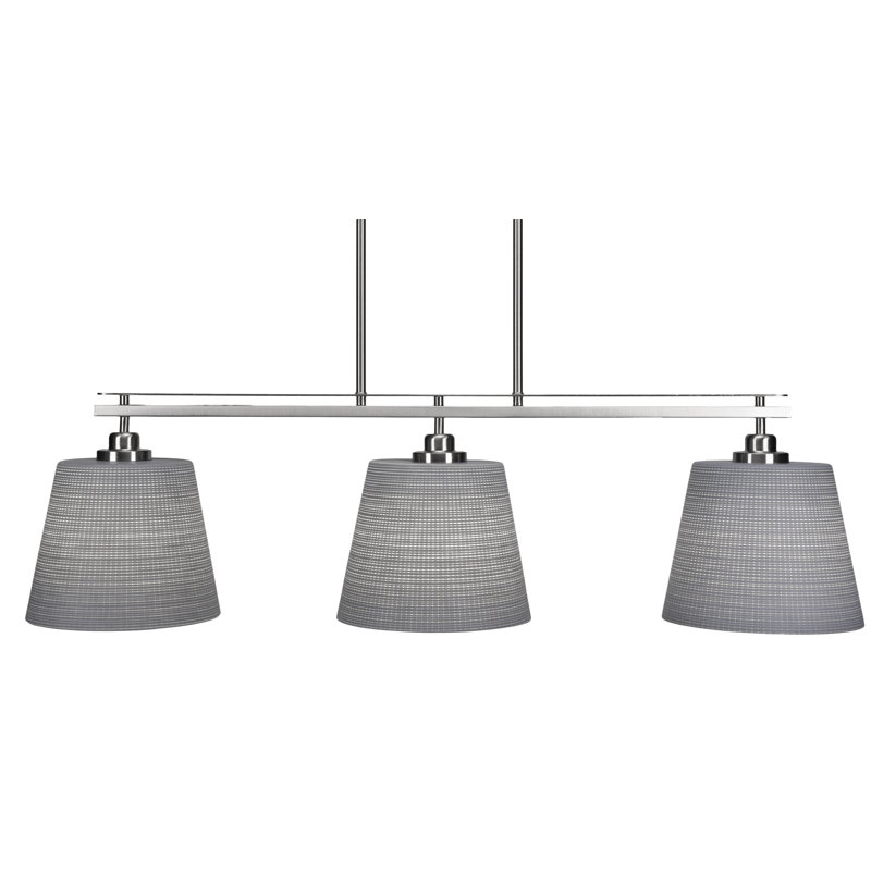 Agnon 3 Light Island Light Shown In Brushed Nickel Finish With 10" Matrix Glass, Gris