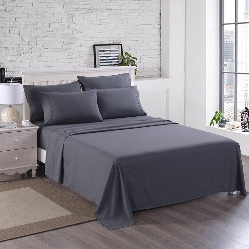 Kondo Microfiber Sheet Set, King, Gray