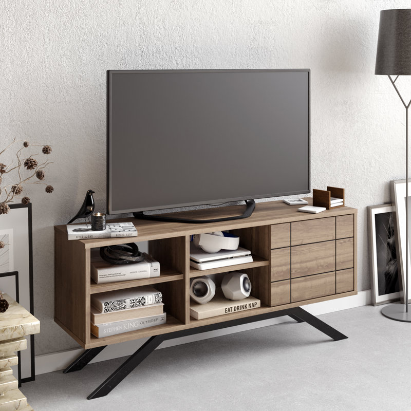 North 51" TV Stand for TVs up to 60", Walnut/Black