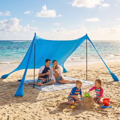 10 Ft. X 10 Ft. Easy Pop Up Beach Canopy Sun Shade UPF 50+ Protection with Windproof Stability Poles and Sandbags