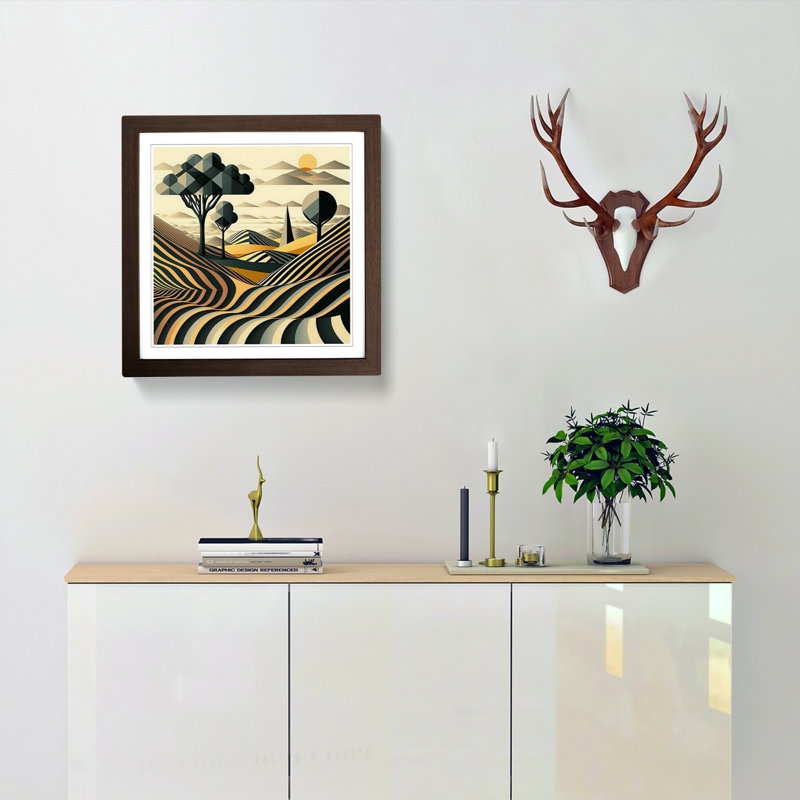Landscape Op - Single Picture Frame Print, Walnut