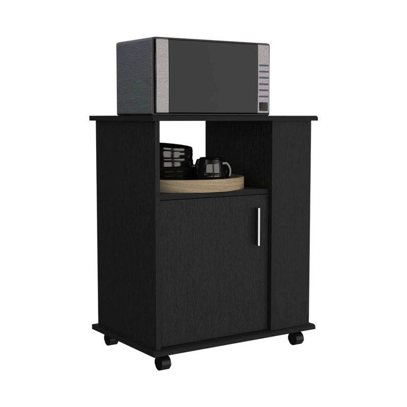 Armoire à porte simple inférieure H 29 po, une tablette ouverte, trois tablettes latérales inférieures, Noir mat