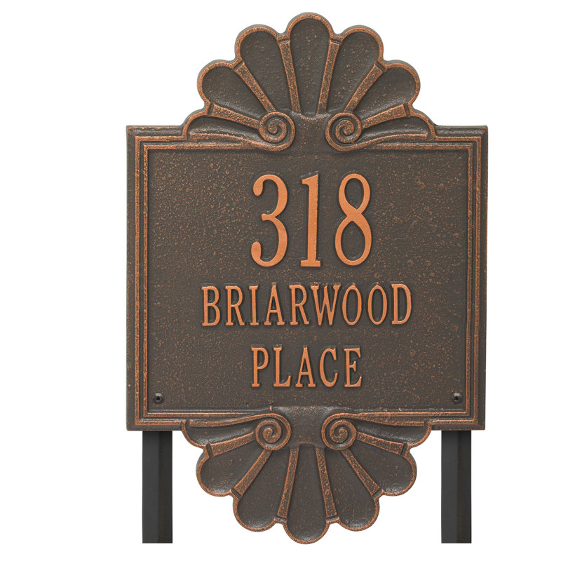 Signature Series 3-Line Lawn Address Sign, Forged Copper, Copper, Yes