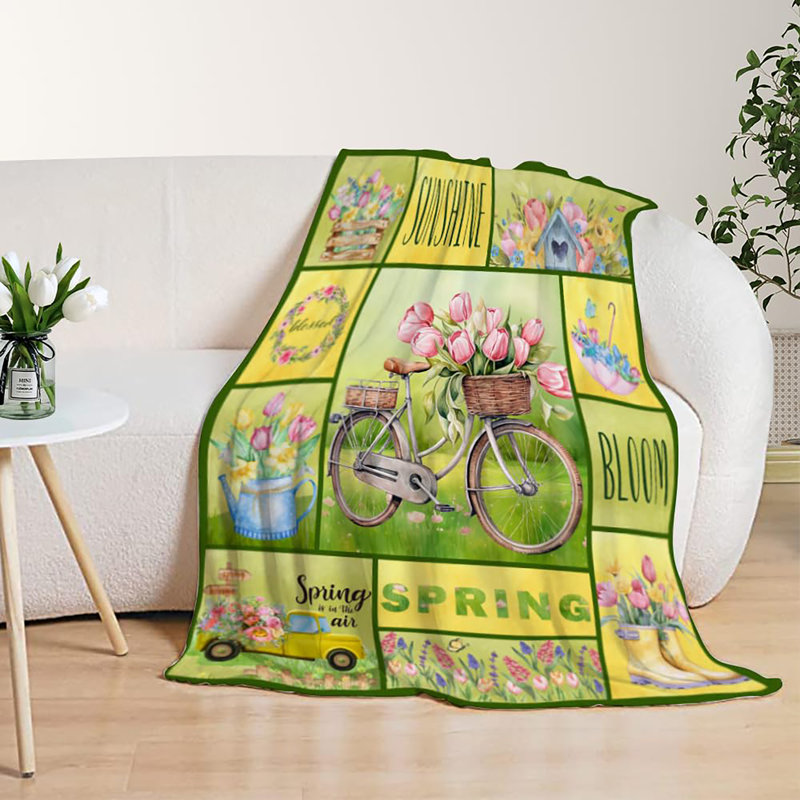 Jeté printemps été pour lit simple Farmhouse, Vert printemps