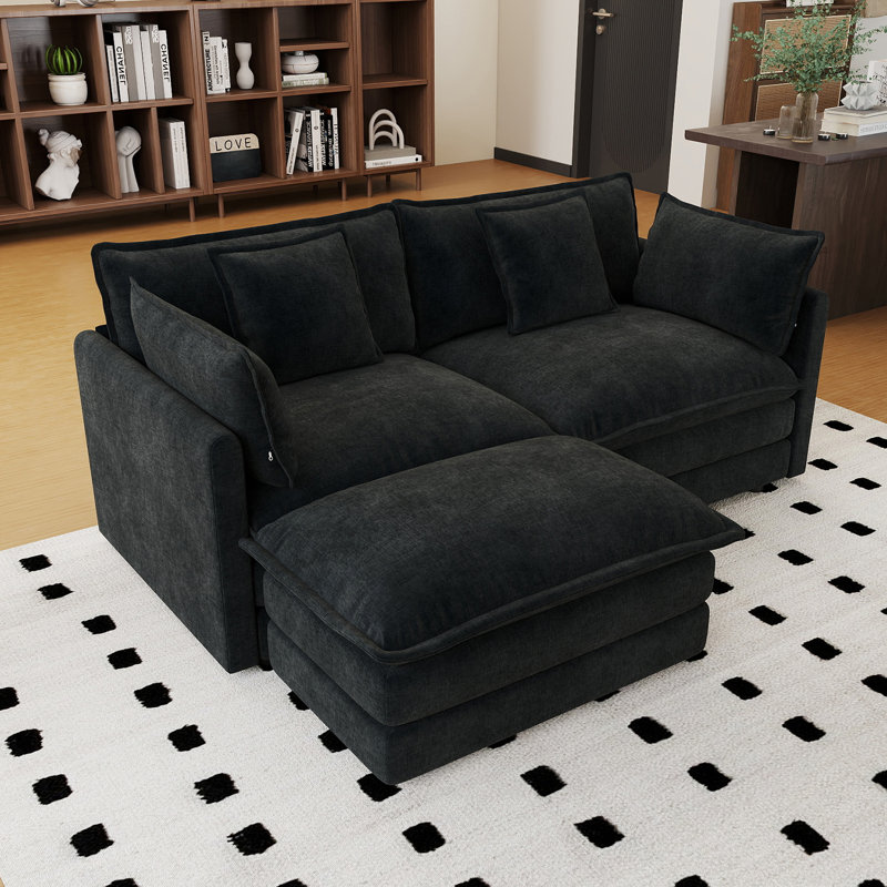 Sofa, Black Chenille