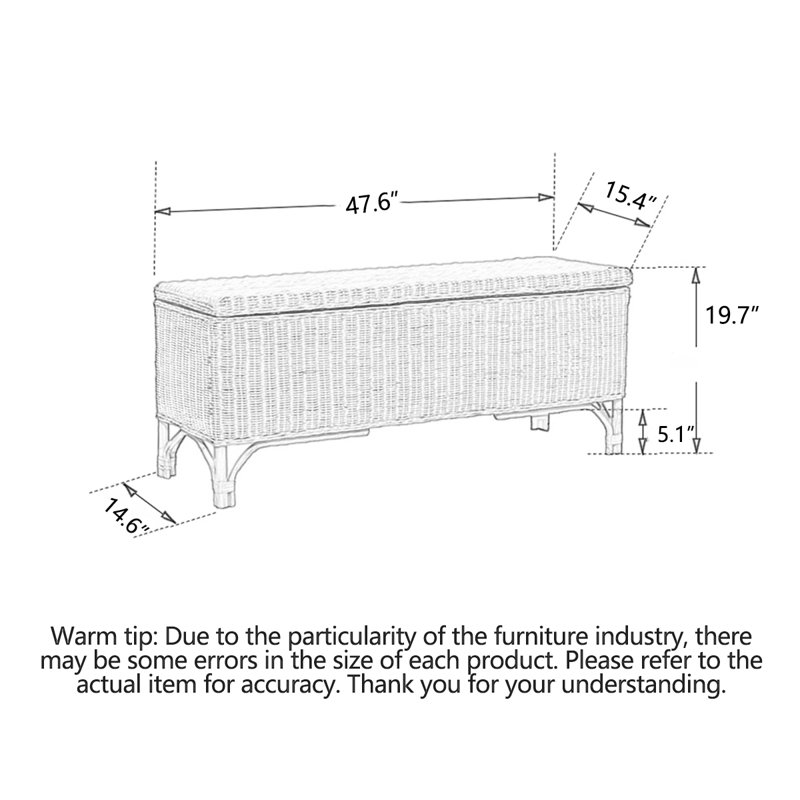 Banc de rangement en rotin naturel, Bois