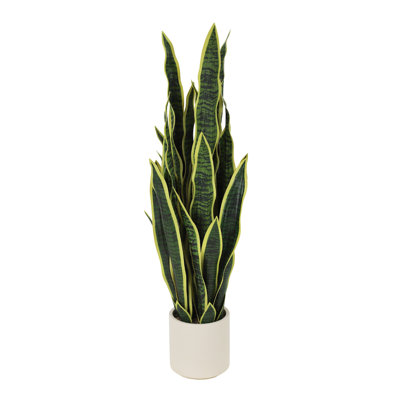 Faux Snake Plant with Planter, Tall Realistic Sansevieria Artificial Plant for Indoor Home, Office, Bedroom, or Living Room Decor