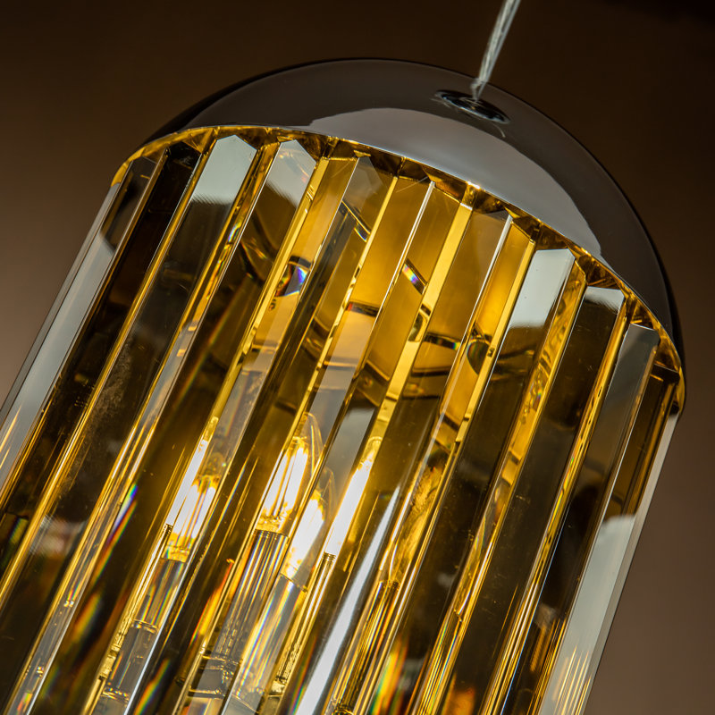Stone 6 - Light Crystal Pendant, 170cm H x 30cm W x 30cm D, Smoked Crystal