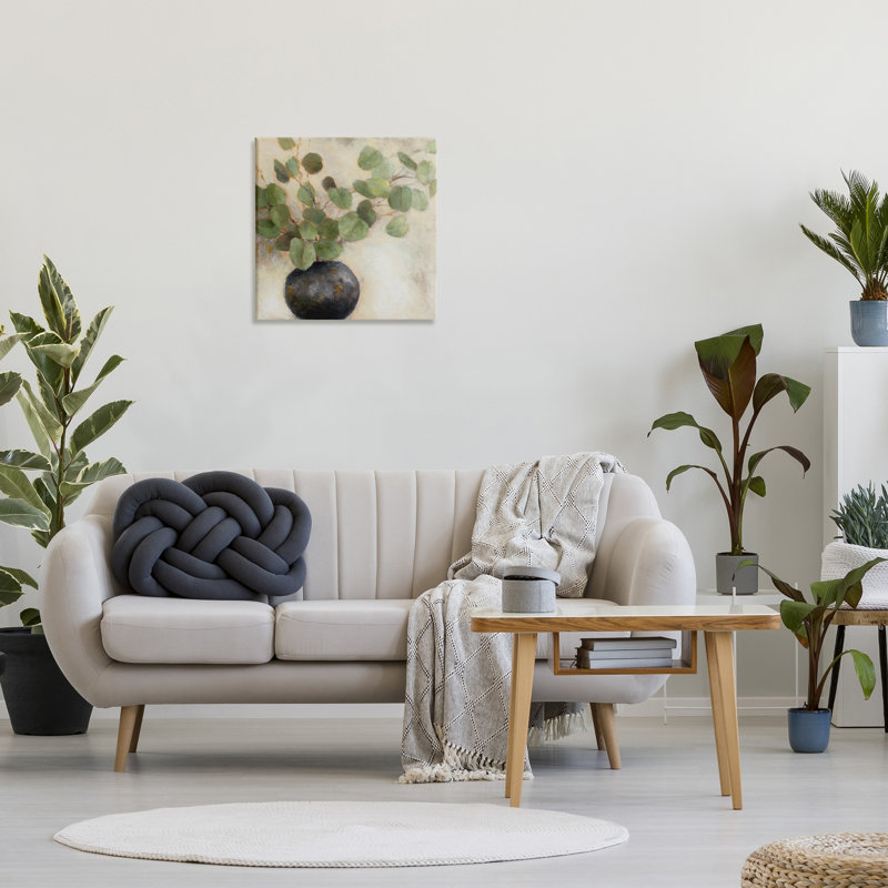 Green Eucalyptus Leaves Botanical Square Canvas with Wooden Frame