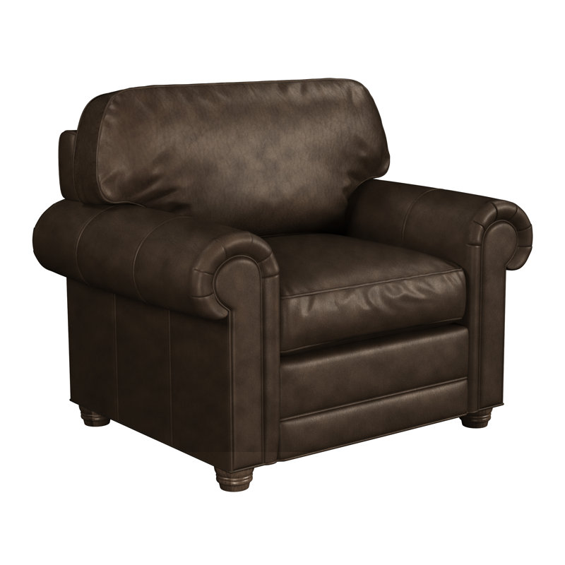 Fauteuil club Starisha, Cuir véritable noyer