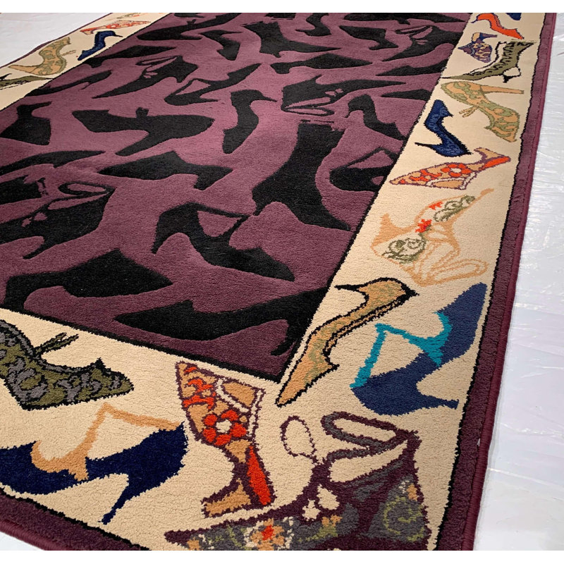 Geometric Area Rug in Burgundy