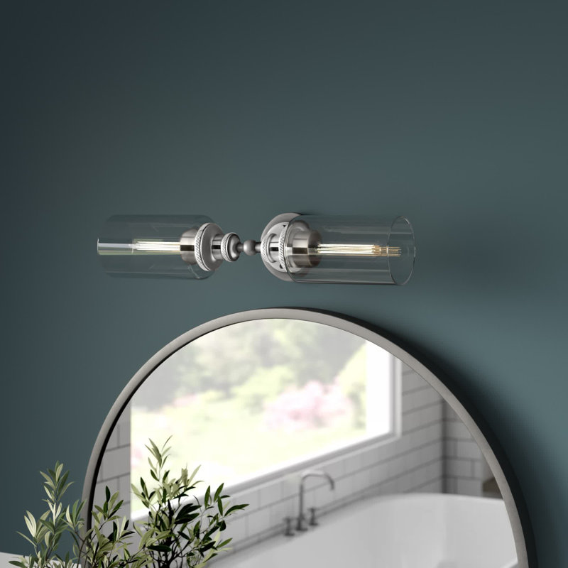 Éclairage de salle de bain à intensité variable 2 lumières Damariana, Nickel antique / Chrome poli