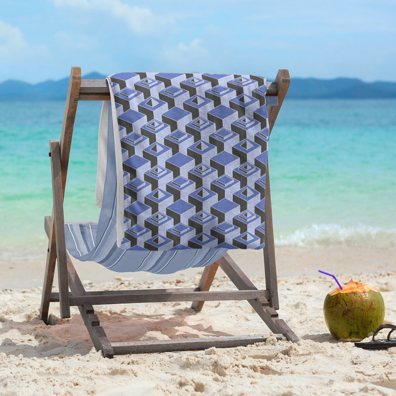Serviette de plage classique gratte-ciels, Bleu/noir