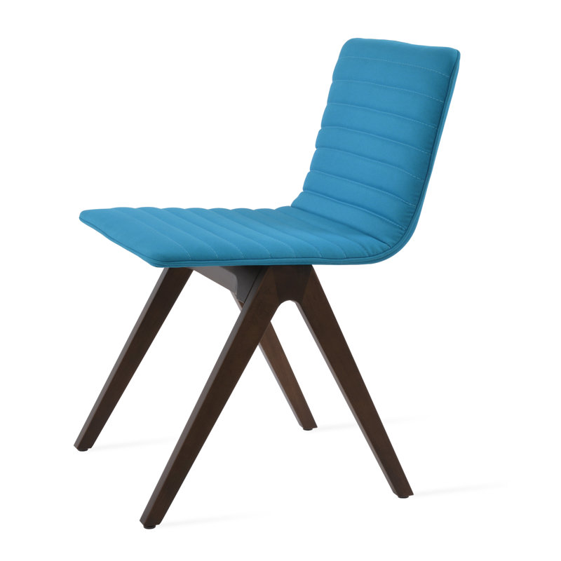 17.8'' H Upholstered Side Chair, Turquoise Fabric, Natural