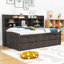 Lit plateforme simple en bois avec tablettes et lit gigogne Binnings-1649067823