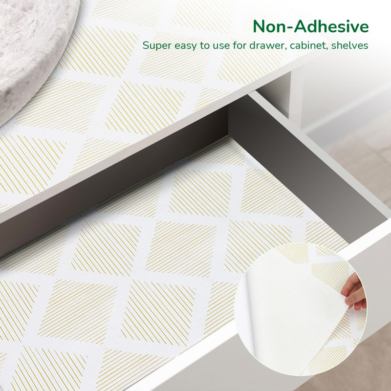 Doublure de tiroir et de tablette pour la cuisine, doublures d'armoire antidérapantes et non adhésives pour placard, commode, tablettes, boîte à outils, garde-manger, épaisse, facile à installer, poignée solide, 17,5 po x 10 pi, jaune