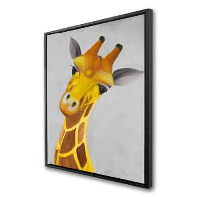 Curious Giraffe - African Wildlife Framed Canvas Home Decor