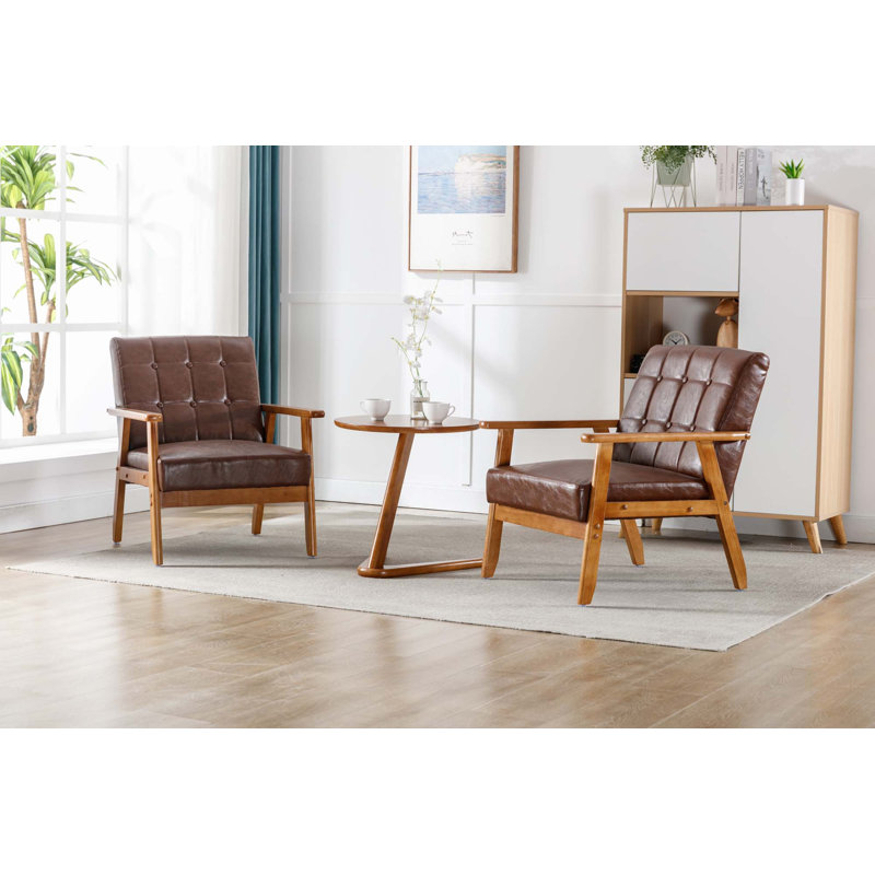 Fauteuil Krysteen de 25,39 po de largeur, Similicuir brun