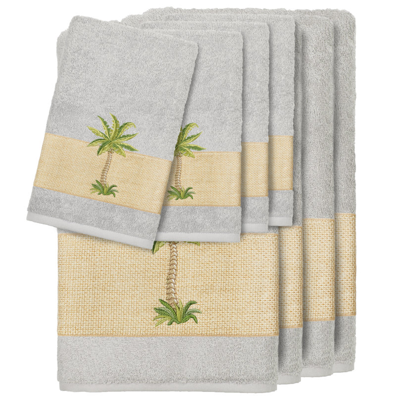 Colton 8 Piece 100% Premium Turkish Cotton Towel Set, Light Gray
