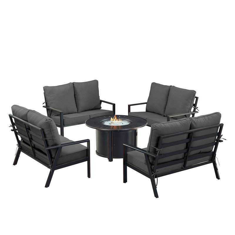 Fredu Outdoor 7 - Piece Conversation Set, Black