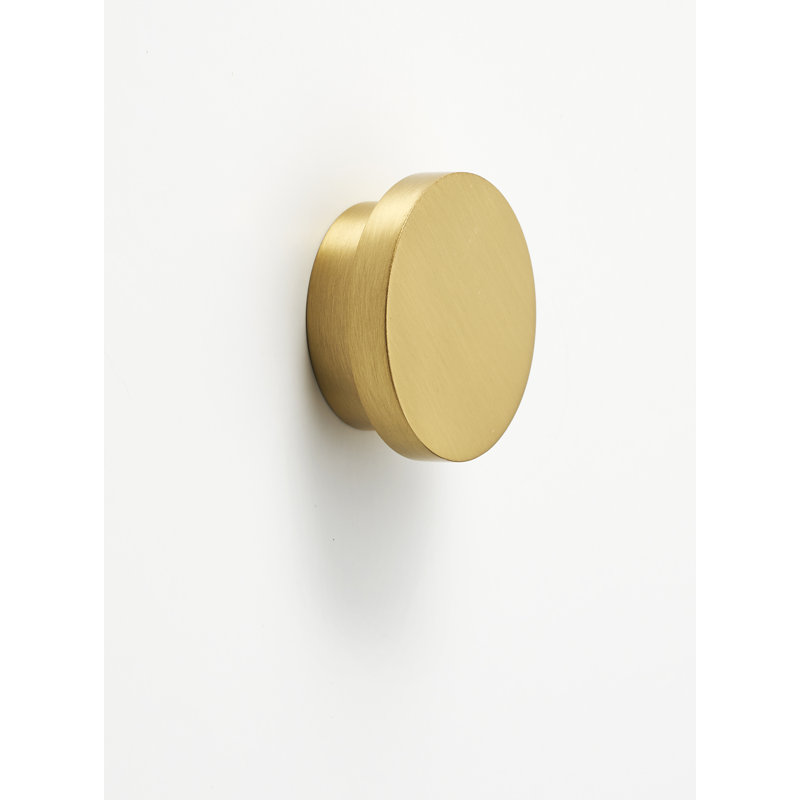 Satin Brass Round Oversized Cabinet Knob with Mounting Hardware