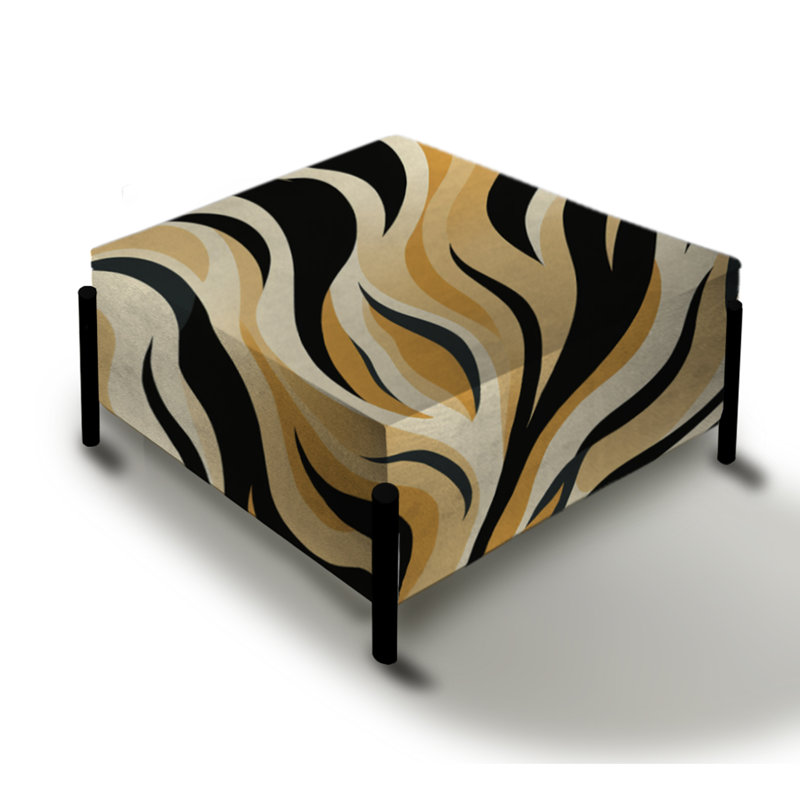 Noir et beige Urban Zebra Fusion - Grand repose-pieds carré imprimé animal
