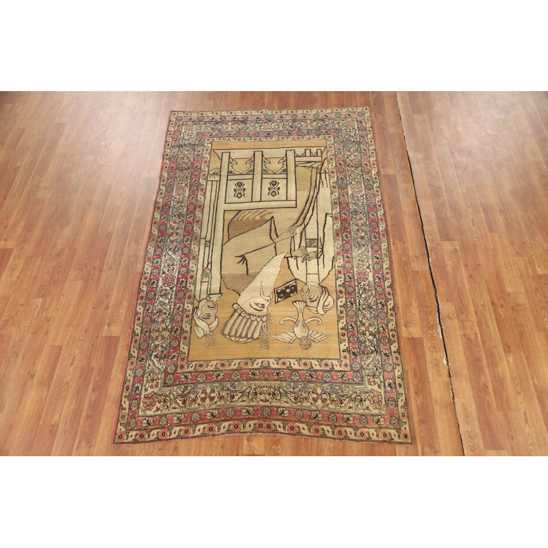Tapis traditionnel pré-1900 à teinture végétale antique 4 x 7