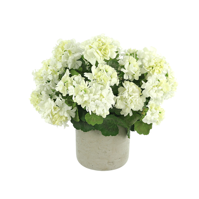 UV Protected Geranium Arrangement, 17" H x 18" W x 18" D, Gray